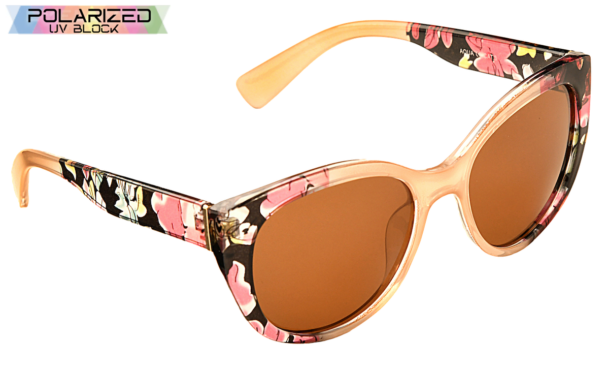 Aqua Brown Lens Polarized Ladies Sunglasses