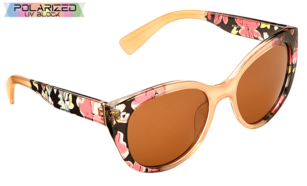 Aqua Brown Lens Polarized Ladies Sunglasses