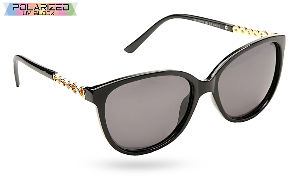 Felicity Black And Gold Polarized Ladies Sunglasses