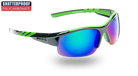 Meteor Green With A Blue Mirror Lens Polycarbonate Sports