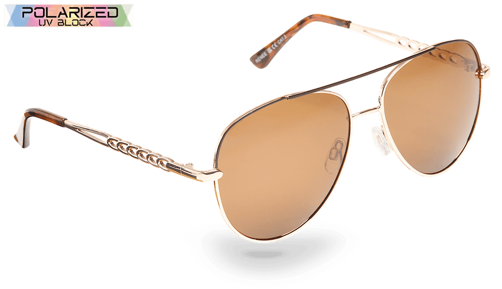 Renee Brown And Gold Polarized Ladies Sunglasses